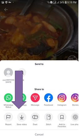 Cara save video Tiktok orang lain dengan klik save
